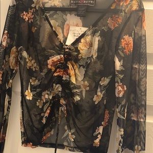 Sheer floral crop top